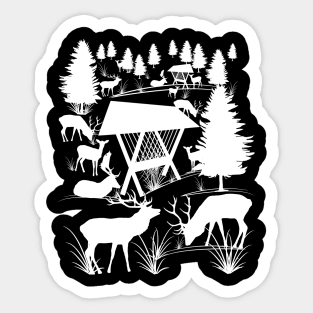 deer, roe deer, tree, antler, animals, hunting Sticker